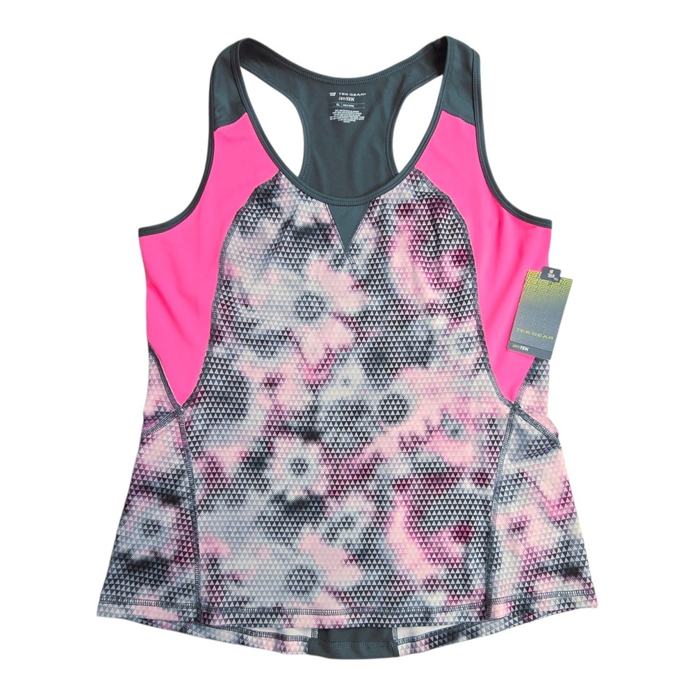 Tek Gear Dry Tek Racerback Athletic Tank Top Geometric Floral Size XL NEW!